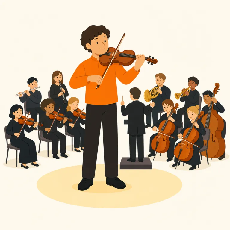 concerto（協奏曲・名詞）の覚え方イラスト — concert が「いっしょに演奏する場・演奏会」なら、concerto はそこから一歩進んだクラシックの作品名として覚えると残りやすいです