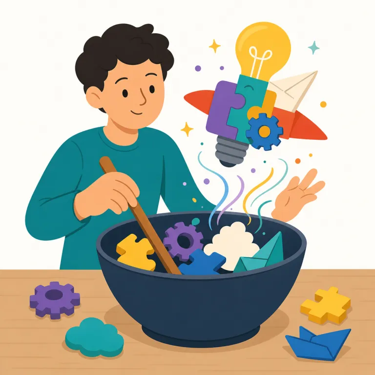 concocting（でっち上げる / 考案する・verb）の覚え方イラスト