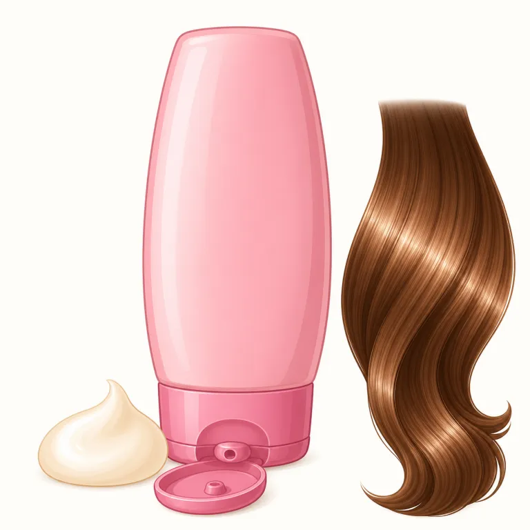 conditioner（コンディショナー・名詞）の覚え方イラスト — conditioner は condition「状態を整える」+ -er「もの」から、髪をよい状態にする製品と考えると覚えやすいです