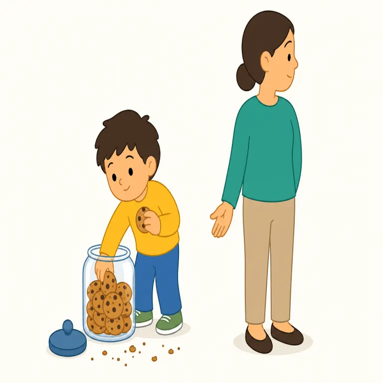 condone（容認する・動詞）の覚え方イラスト — condone は「積極的に褒める」のではなく、「悪いと分かっていて止めずに許す」に近い語