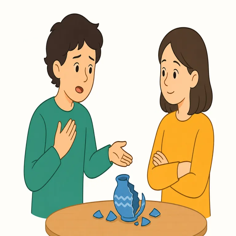 confess（白状する・動詞）の覚え方イラスト — chance は opportunity より短く会話的な「機会」としてよく使われます