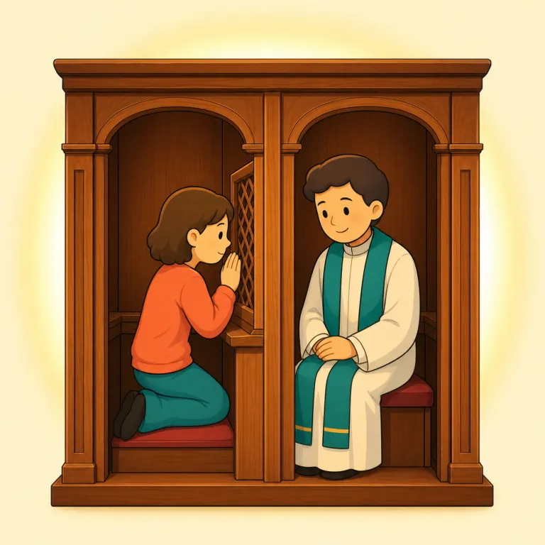confession（告解・noun）の覚え方イラスト