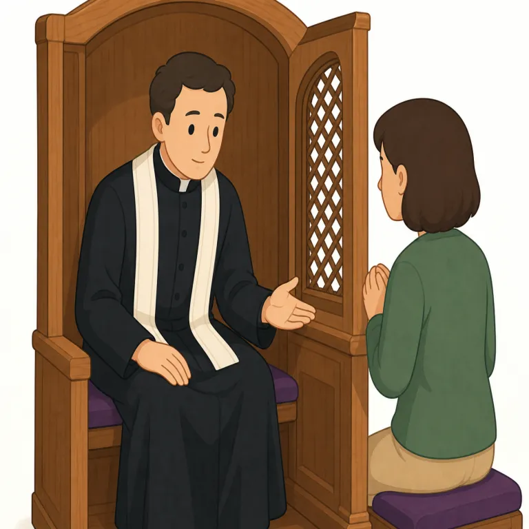 confessor（告白者・名詞）の覚え方イラスト — confessor は confess「告白する、認める」に、人を表す -or が付いた語です