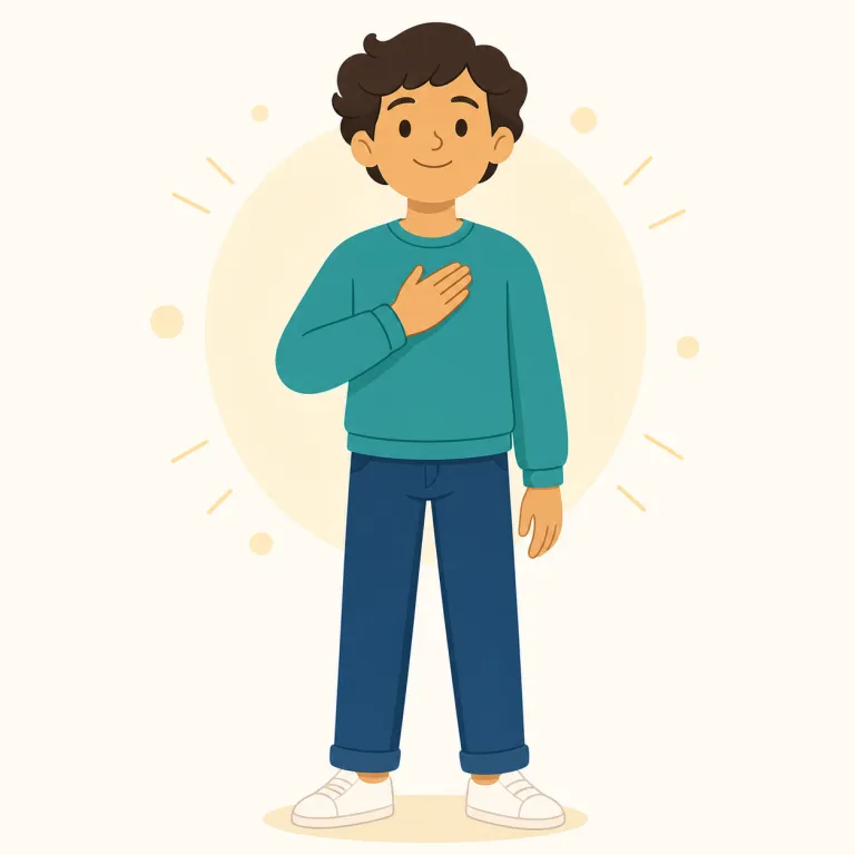 confident（自信を持って・形容詞）の覚え方イラスト — 「自信を持って」と訳したくなる場面でも、英語の形は confidently ではなく confident のことがあります