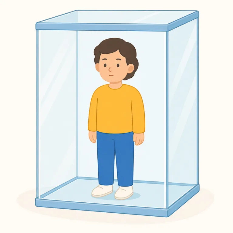 confine（閉じ込める・動詞）の覚え方イラスト — con-を「一緒に囲い込む」、fineを「境界線」と見て、四方から線を引いて中に押しとどめる絵で覚える