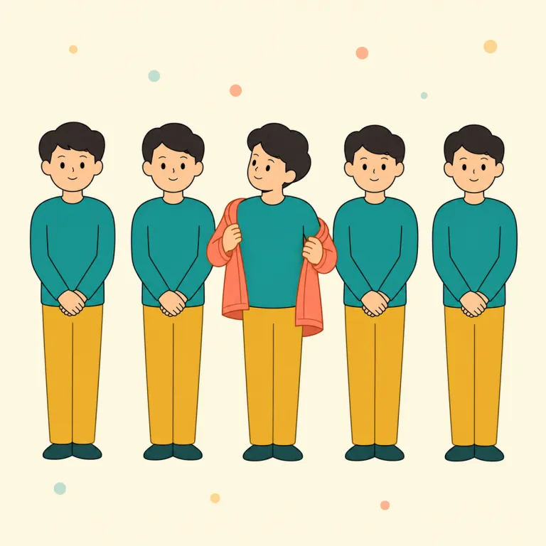 conformist（順応主義者・名詞）の覚え方イラスト — conform を知っていれば「周囲に合わせる」人