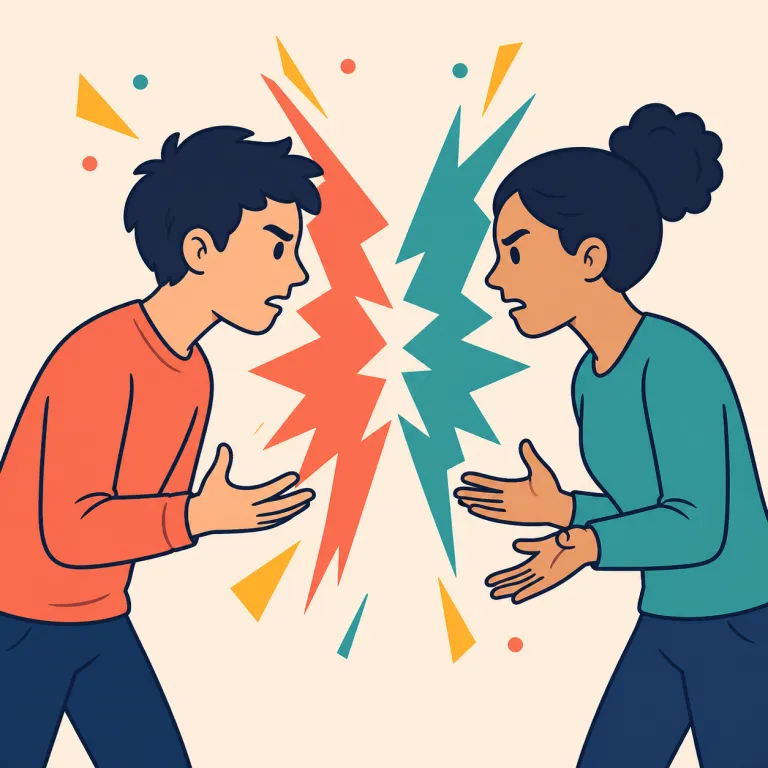 confrontationally（対立的に・副詞）の覚え方イラスト — confrontational に「〜の仕方で」を表す -ly が加わった副詞です