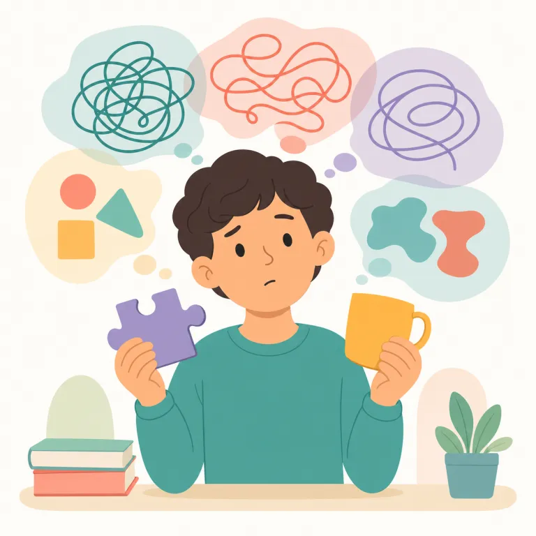confuse（混乱させる・動詞）の覚え方イラスト — この confuse は、人の頭をはっきり働かなくさせる、理解を乱すという意味で覚える