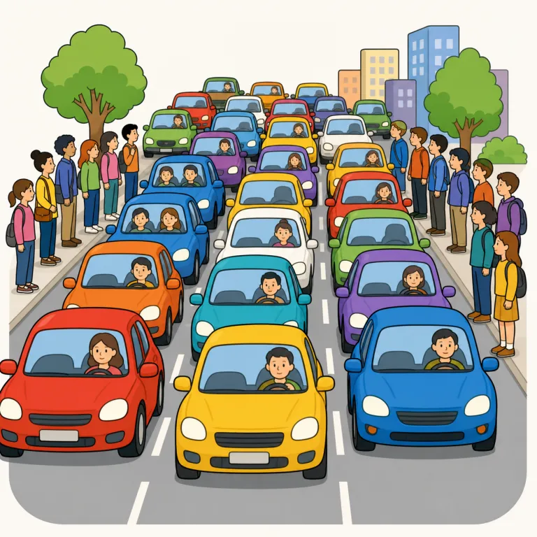 congestion（うっ血、鼻づまり・名詞）の覚え方イラスト — crowded が「人が多い」、jam が「詰まる」なら、congestion はその両方が重なった「集まりすぎて流れが止まる」状態として覚えると残りやすい