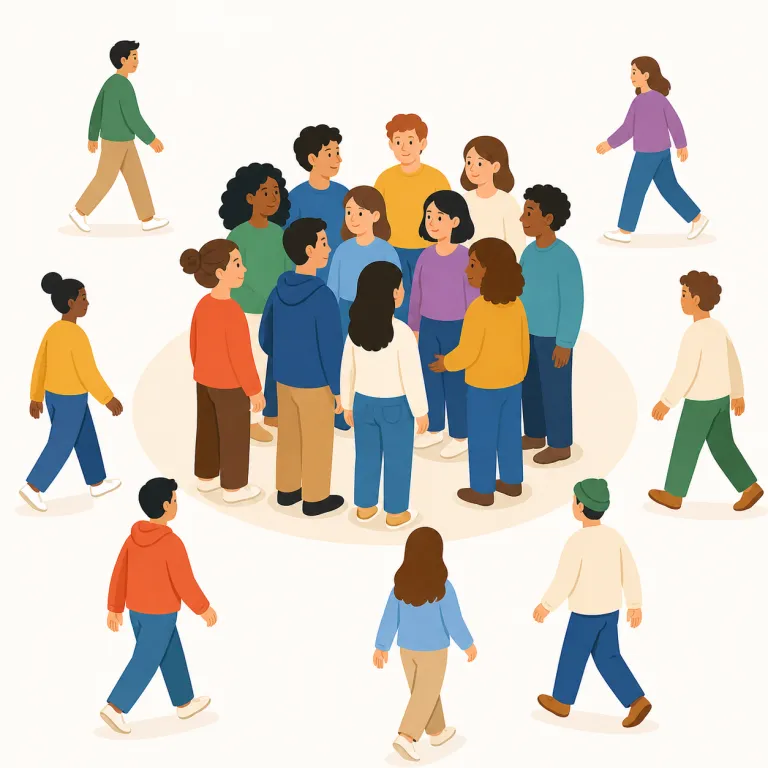 congregate（集まる・動詞）の覚え方イラスト — congregate は con- で「一緒に」の感覚を先に押さえ、group や gather に近い語として覚えると残りやすいです
