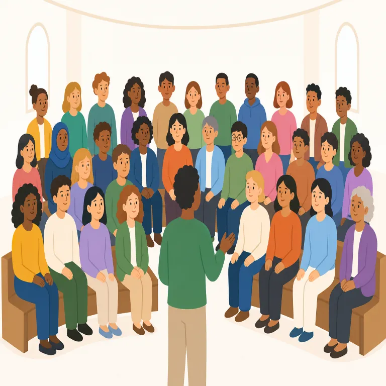 congregation（教会の会衆・名詞）の覚え方イラスト