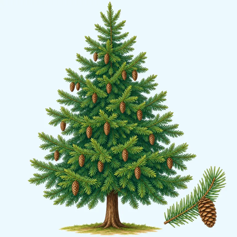 conifer（針葉樹・名詞）の覚え方イラスト — cone を思い出すと覚えやすい語