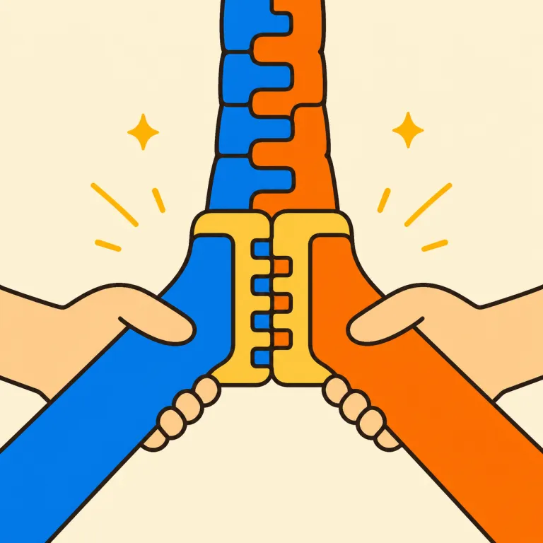 conjunction（結合、連携・noun）の覚え方イラスト