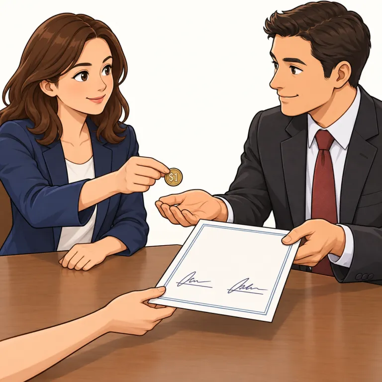 consideration（対価・noun）の覚え方イラスト