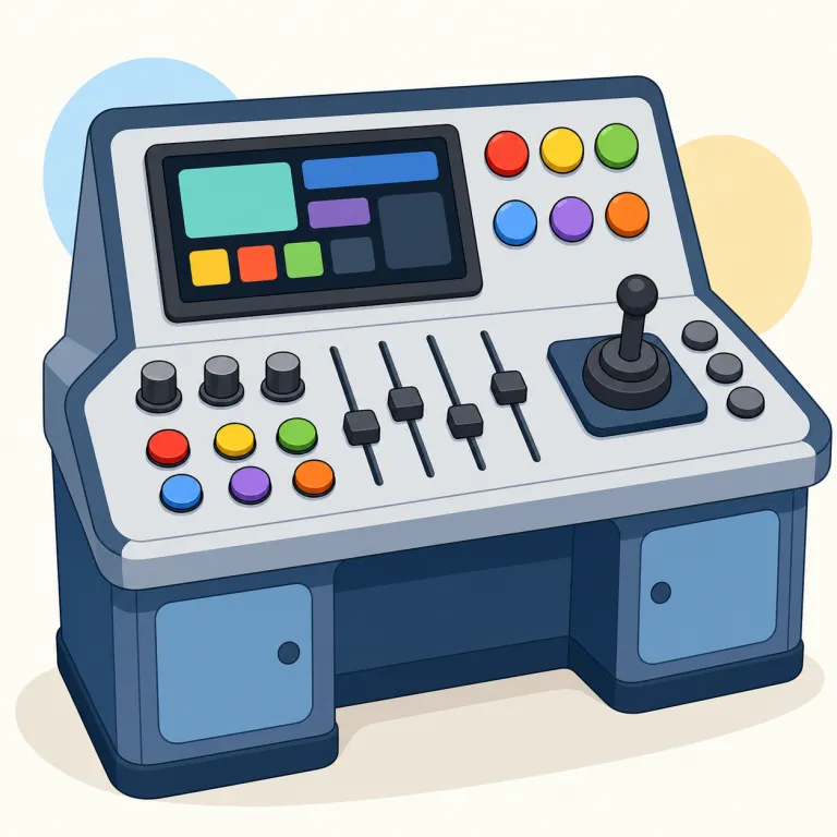 console（コンソール・名詞）の覚え方イラスト — console は「操作する人の前にある司令席」と考えると安定します