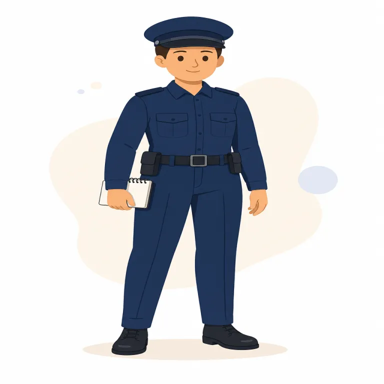 constable（警官・名詞）の覚え方イラスト — constable は police officer の少し公式で英国英語らしい言い方として覚えると理解しやすい語です