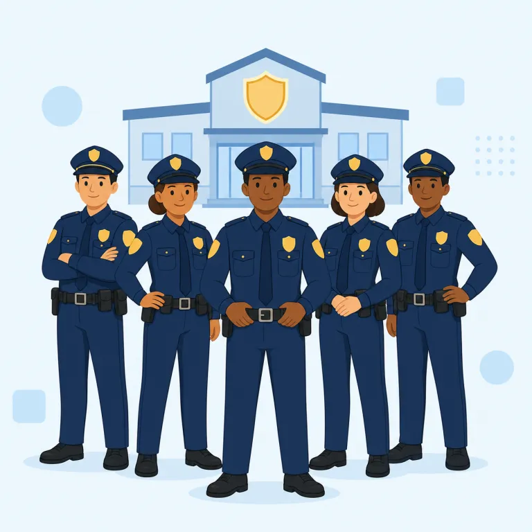 constabulary（警察・名詞）の覚え方イラスト — まず核になるのは constable「巡査・警官」