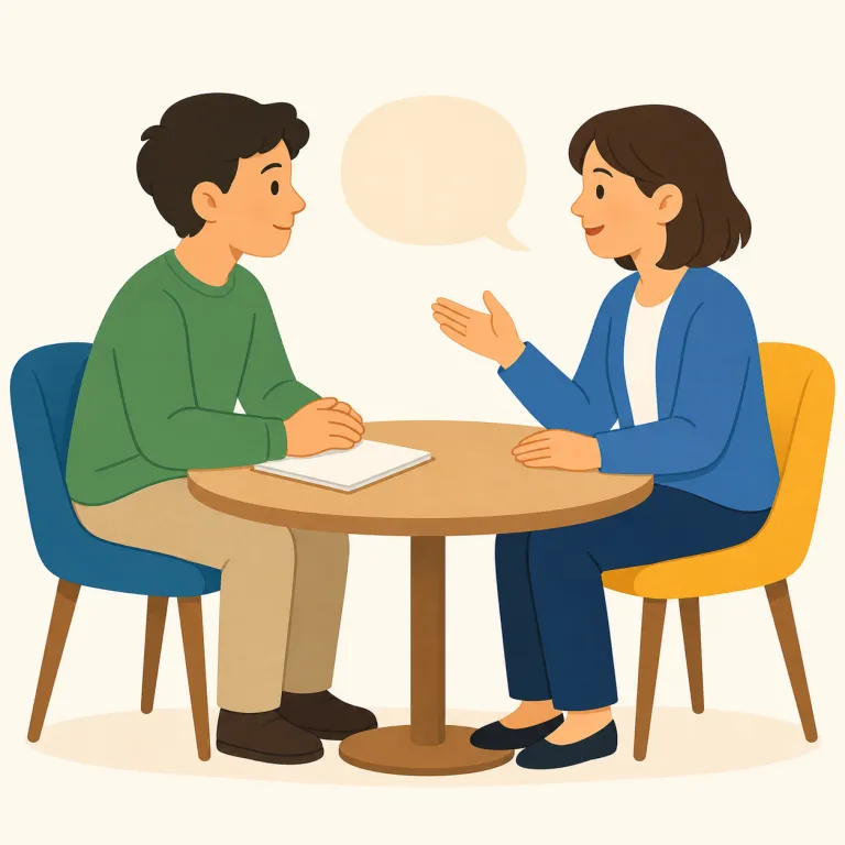 consultation（相談・名詞）の覚え方イラスト — consultation は consult「専門家や詳しい人に聞く」＋ -ation「行為を名詞にする語尾」と考えます