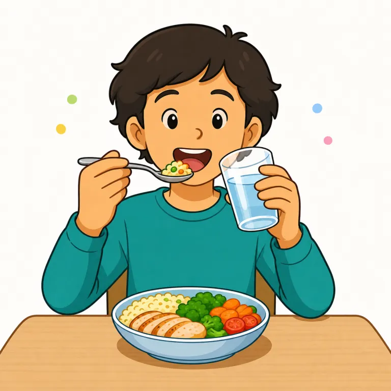 consume（食べる、飲む・verb）の覚え方イラスト