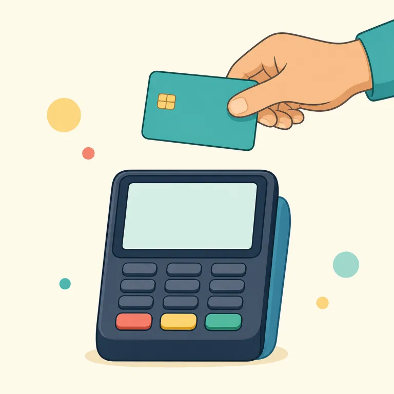 contactless（非接触型・形容詞）の覚え方イラスト — contactless は contact「接触」と -less「〜がない」の形なので、まず『接触がない状態』と分解して覚える