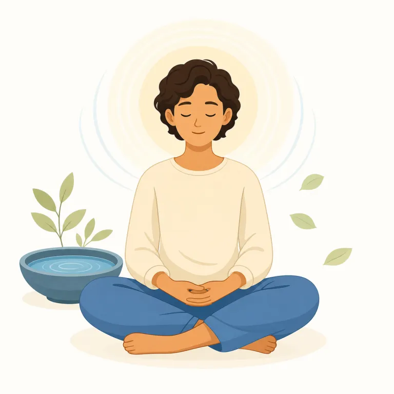 contemplative（物思いにふけった・形容詞）の覚え方イラスト — contemplate は「じっくり考える」という動詞で、-ive は active や creative のように「その性質を持つ」を作る接尾辞です