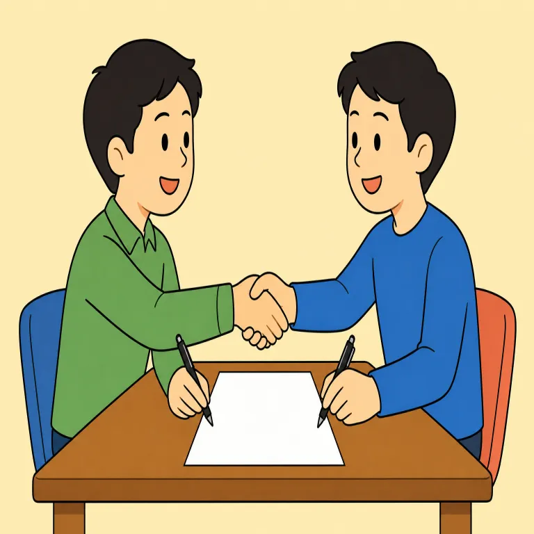 contract（契約する・verb）の覚え方イラスト