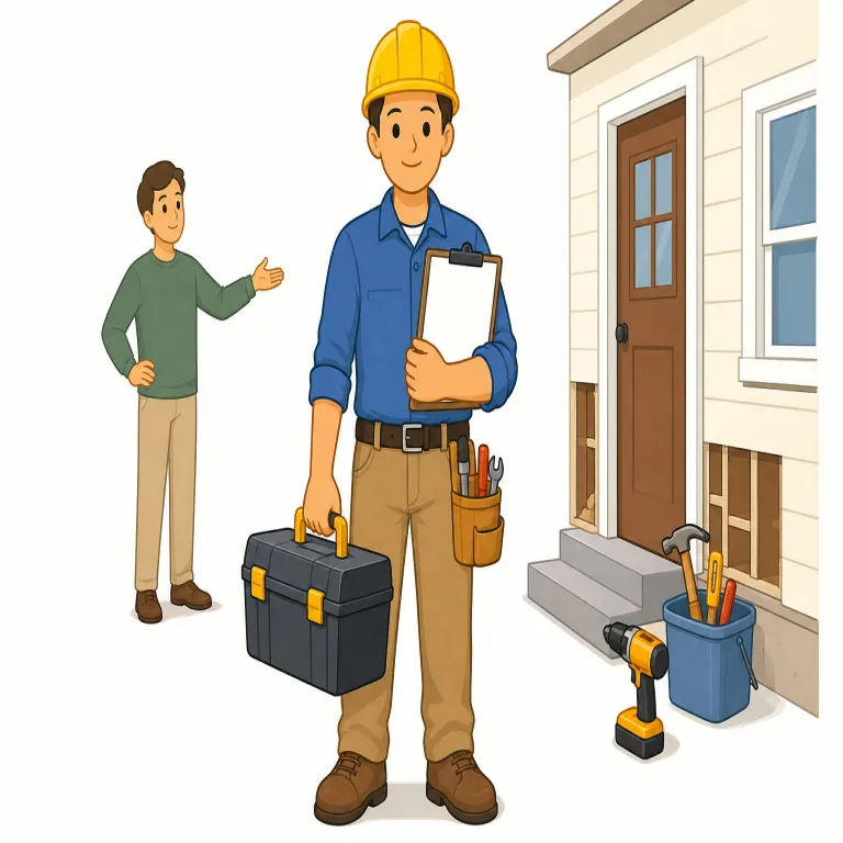 contractor（請負業者・名詞）の覚え方イラスト — contractor は contract + -or と見て、「契約(contract)ベースで働く人」と捉えると覚えやすいです