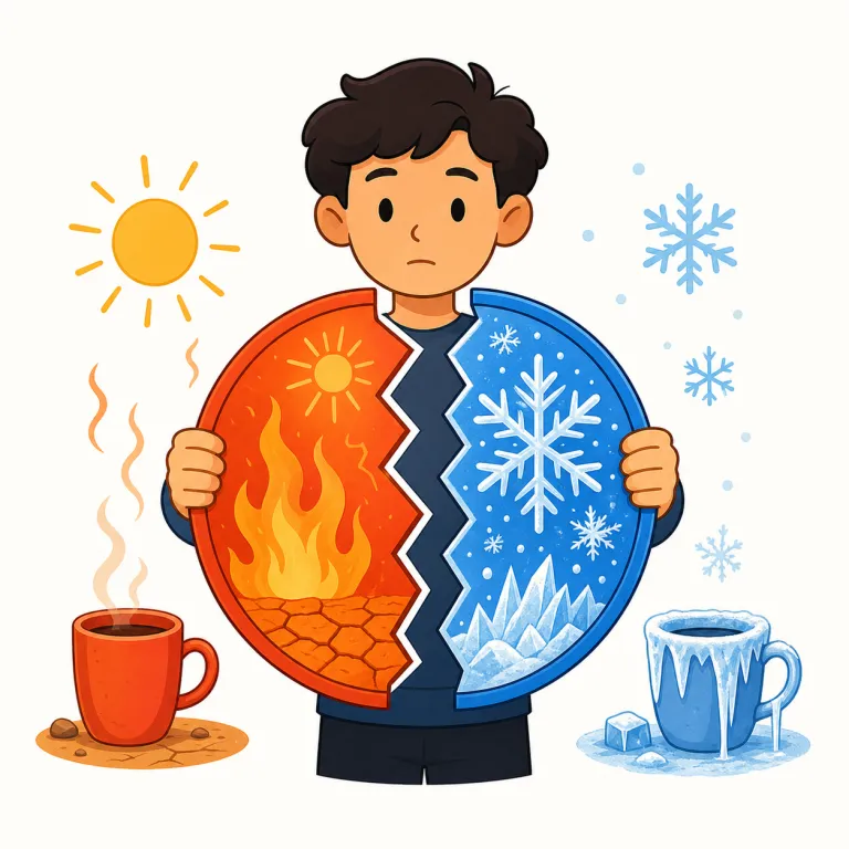 contradictory（矛盾した・形容詞）の覚え方イラスト — contradictory は「矛盾した」