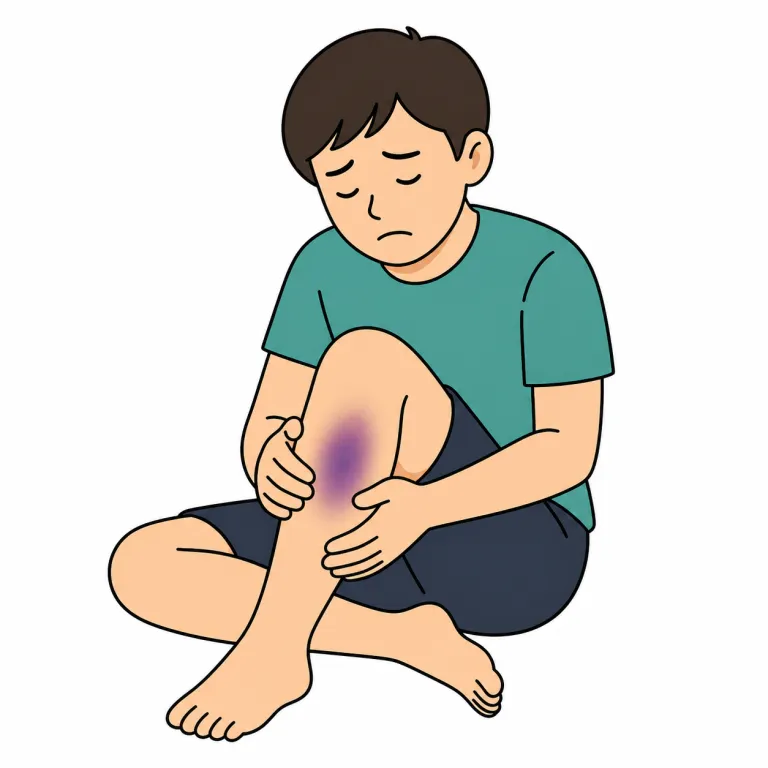 contusion（挫傷・noun）の覚え方イラスト