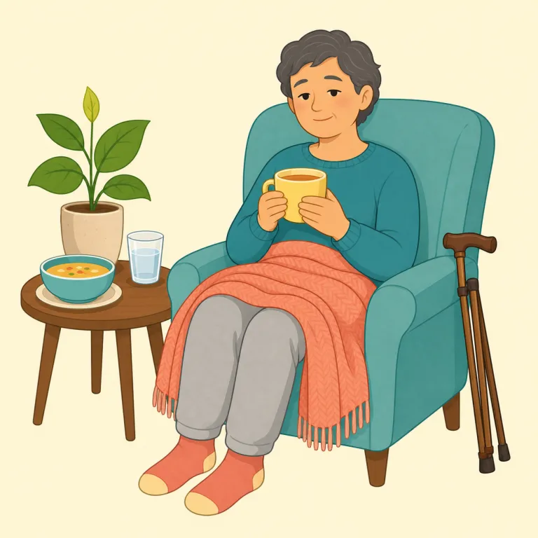 convalescent（病後回復期の・形容詞）の覚え方イラスト — 病気の後に、少しずつ元気を取り戻している人を思い浮かべましょう