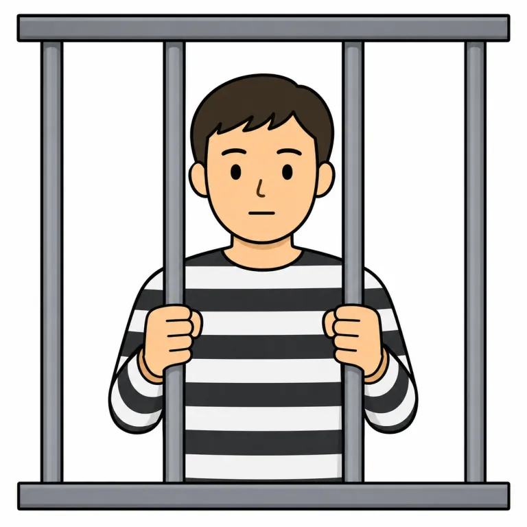 convict（囚人・noun）の覚え方イラスト