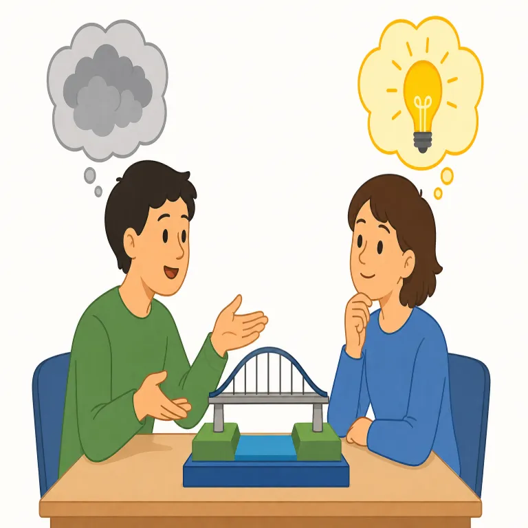 convince a of b（AにBを確信させる・句動詞）の覚え方イラスト — このエントリでは convince A of B を「AにBを確信させる」という、相手の疑いを消して本当だと強く信じさせる意味で覚えます