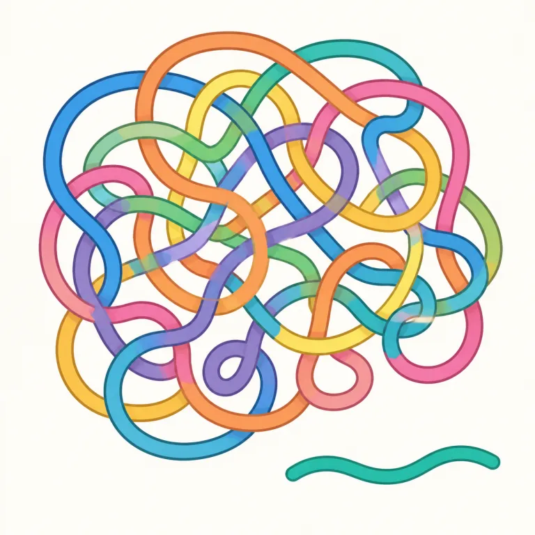 convoluted（複雑な・形容詞）の覚え方イラスト — "convoluted"は、知っている語なら"involve"や"revolve"を足場にすると覚えやすいです