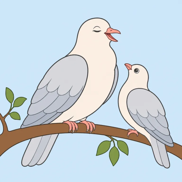 coo（クークーと鳴く・動詞）の覚え方イラスト — coo は発音そのものが「クー」という鳴き声に近い擬音的な語