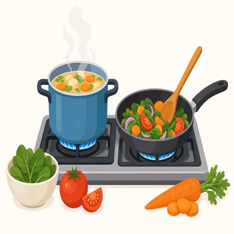 cooking（料理・名詞）の覚え方イラスト — cook が「料理する」、-ing が「その行為・活動」と分かれば、cooking はまず「料理すること」全般と取れる