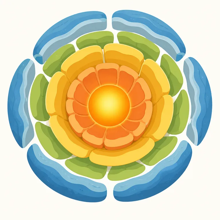 core（中心、芯、中核・名詞）の覚え方イラスト — core は「中心」を表す基本語