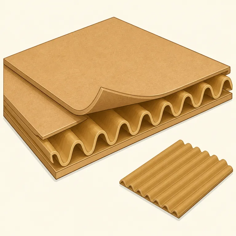 corrugated（波形の・形容詞）の覚え方イラスト — まず "corrugated cardboard"（段ボール）で覚えるのが最短です