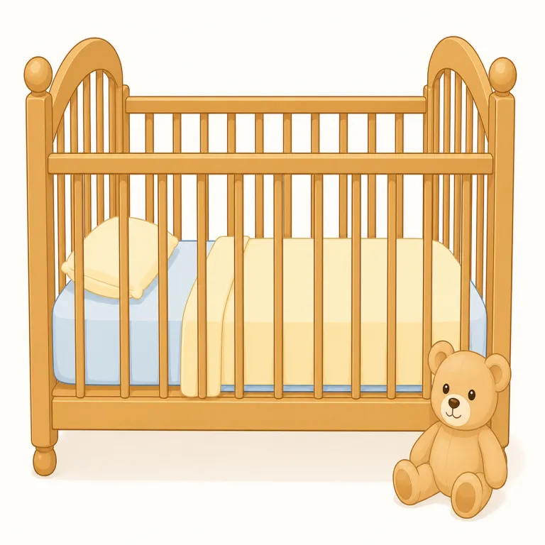 cot（ベビーベッド・noun）の覚え方イラスト