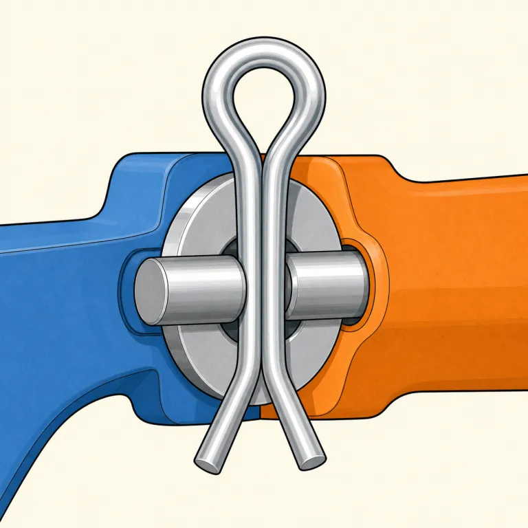 cotter（くさび・名詞）の覚え方イラスト — cotter は「何かを切る」cutter ではなく、部品をぎゅっと固定する小さな wedge「くさび」と結びつけて覚えるとよいです
