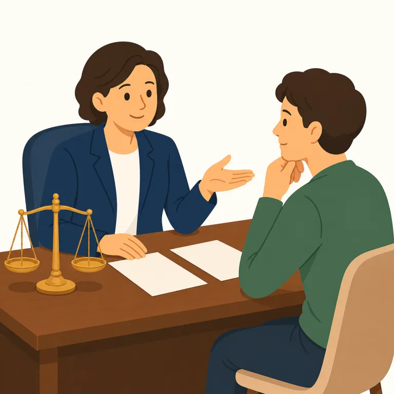 counsel（助言、忠告；弁護士、法律顧問；（人に）助言する）の覚え方イラスト — consult と近く、「相談して出てくる助言」が counsel と押さえると覚えやすい語です