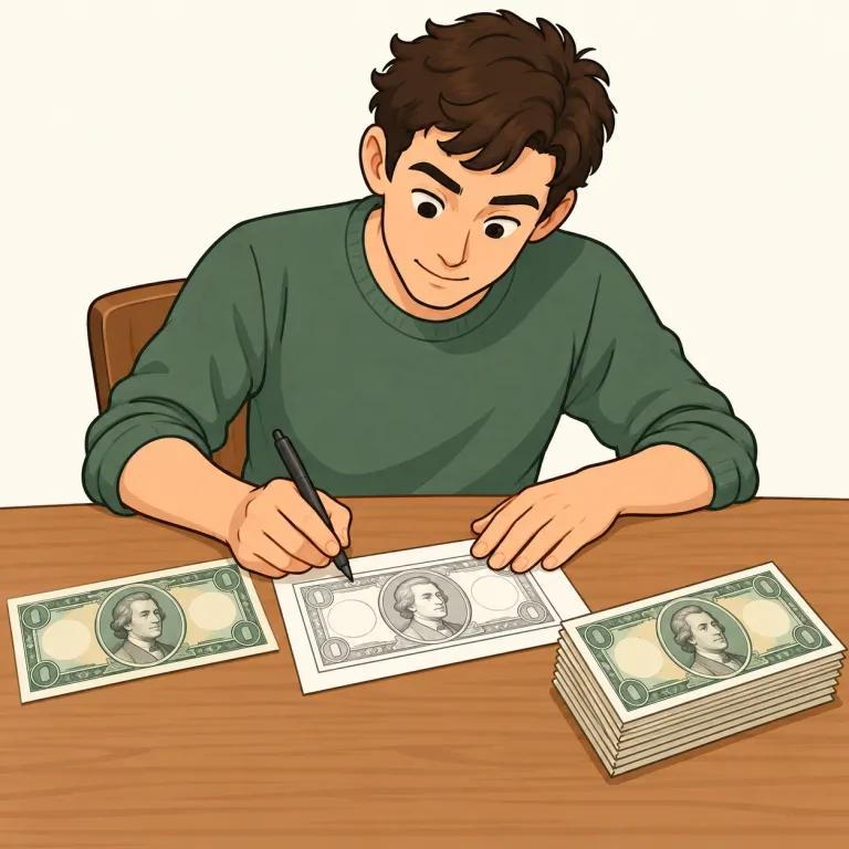 counterfeit（偽造する・verb）の覚え方イラスト