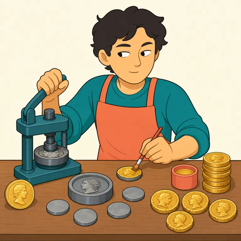 counterfeiter（偽造者・名詞）の覚え方イラスト — counterfeit「偽造する」に「人」を表す -erを付けた語なので、「偽造する人」とそのまま覚えられます