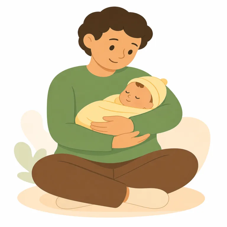 cradling（優しく抱きかかえる・動詞）の覚え方イラスト — まず cradle を名詞の「ゆりかご」と一緒に覚えると、cradling は「ゆりかごに入れるように、そっと支える動作」とつながります