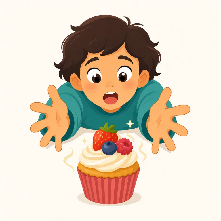 crave（無性に欲しがる・動詞）の覚え方イラスト — crave は want より体や気持ちが引っぱられる感じの「欲しい」です