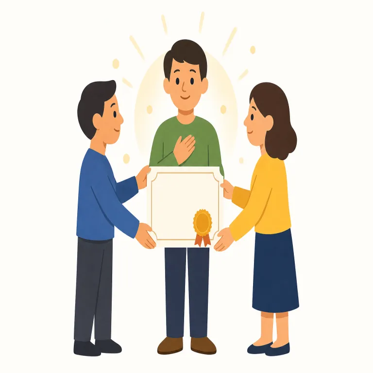 credit（クレジット、後払い・名詞）の覚え方イラスト — credit は意味が散らばって見えるが、中心は一つで『相手に価値があると認められること』