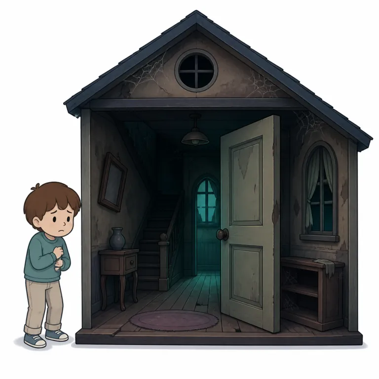 creepy（不気味な・形容詞）の覚え方イラスト — creep（じわじわ進む、忍び寄る）を知っていると、creepy は「何かが静かに近づいてきて、理由は言えないけど気味が悪い」という感覚でつかみやすいです
