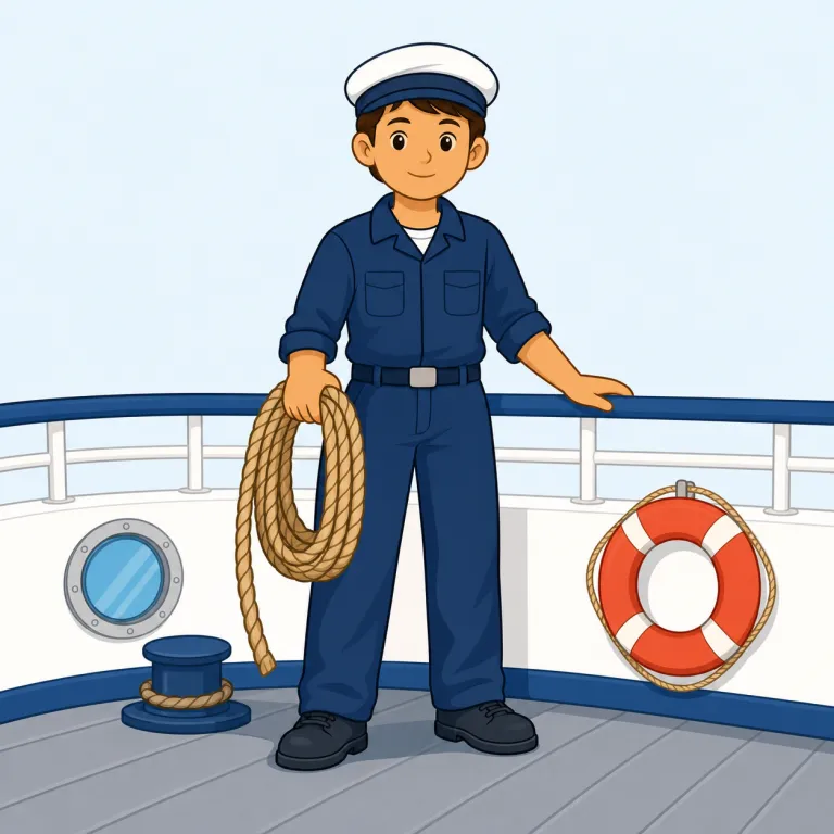 crewman（乗組員・名詞）の覚え方イラスト — crew を「一緒に働くチーム・乗組員全体」として覚えていれば、crewman はその中の man、つまり『クルーの一人』と取れます