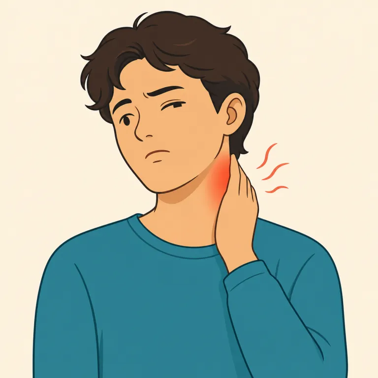 crick（首の筋違い・名詞）の覚え方イラスト — crick は単体で覚えるより、have a crick in my neck / in my back というまとまりで覚えると定着しやすい語です
