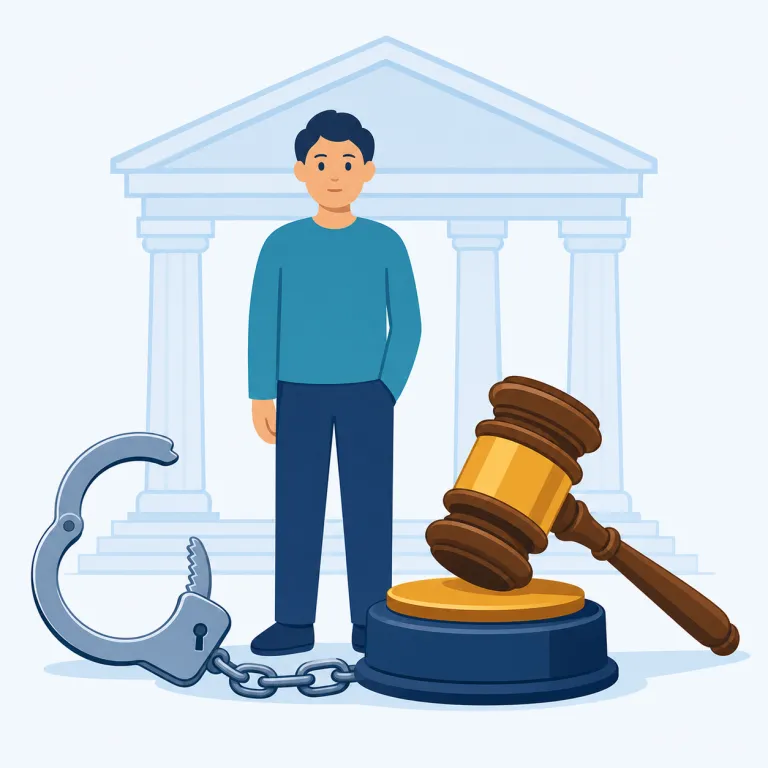 criminally（刑事的に・副詞）の覚え方イラスト — まず crime（犯罪）→ criminal（犯罪の・犯罪者の）→ criminally（犯罪として／刑事上）という形でつなげて覚えると整理しやすいです