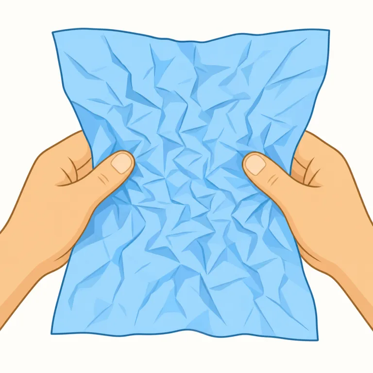 crinkle（しわが寄る・動詞）の覚え方イラスト — wrinkle（しわ）を知っていると覚えやすい語で、crinkle はそれより動きのある語です